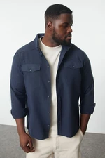 Trendyol Indigo Regular Fit Pocketed Flannel Winter Plus Size Shirt