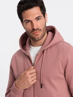 Ombre BASIC men's unbuttoned cotton sweatshirt - dark pink