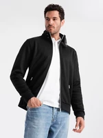 Ombre Men's jacket with high collar and fleece lining - black