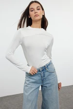 Trendyol Ecru Gathered Collar Lined Knitted Bodysuit