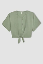 DEFACTO Girls' Short Sleeve Blouse