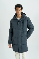 DEFACTO Regular Fit Hooded Faux Für Lined Zippered Pocket Puffer Jacket Parka