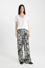 DEFACTO Wide Leg Patterned Pocket High Waist Wide Leg Moroccan Trousers