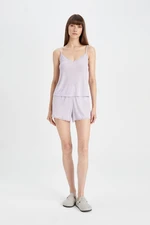 DEFACTO Fall in Love Ribbed Pajama Set with Strappy Shorts