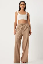 Happiness İstanbul Women's Biscuit Loose Cut Linen Trousers