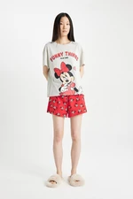 DEFACTO Fall in Love Disney Mickey & Minnie Regular Fit Short Sleeve 2-Piece Set