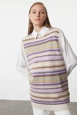 Trendyol Lilac Patterned Knitwear Sweater