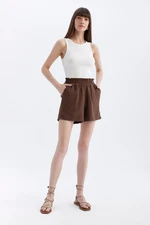 DEFACTO Relax Fit Paperbag Waist Wide Leg Linen Blend Shorts