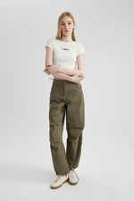 DEFACTO Cool Parachute Gabardine Trousers with Pockets and Elastic Waistband