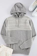 Trendyol Gray Slim Woolen Hooded Ethnic Knitted Sweater