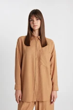 DEFACTO Relax Fit Crinkle Fabric Long Sleeve Shirt Tunic