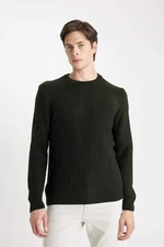 DEFACTO Standard Fit Crew Neck Waffle Sweater