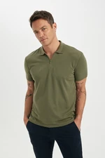 DEFACTO New Regular Fit Zipper Short Sleeve Polo Basic T-Shirt