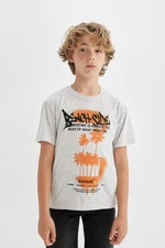 DEFACTO Boy's Crew Neck Printed Short Sleeve T-shirt