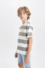 DEFACTO Boy's Crew Neck Printed Short Sleeve T-Shirt