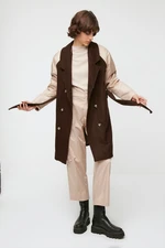 Trendyol Brown Quilted Sleeve Detailed Cachet Coat