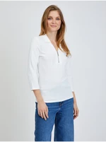 Cream T-shirt with three-quarter sleeves ORSAY - Women