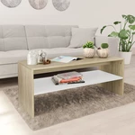 Coffee Table White and Sonoma Oak 39.4"x15.7"x15.7" Chipboard
