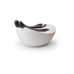 Bielo-čierny šalátový set s misou Qualy&CO Sparrow Salad Bowl