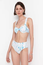 Trendyol Blue Abstract Pattern Bikini Top