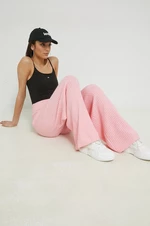Kalhoty Tommy Jeans dámské, růžová barva, široké, high waist