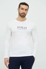 Bavlnené tričko s dlhým rukávom Polo Ralph Lauren biela farba, s potlačou