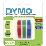 DYMO 3D raziacej páska, lepiaca páska sada 3 ks  Farba pásky: modrá, čierna, červená Farba písma: biela 9 mm 3 m