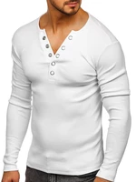 Bílé pánské tričko s dlouhým rukávem bez potisku Bolf 145362