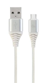 Datový kabel CABLEXPERT USB 2.0, Type-C kabel, 2m, opletený, bílo-stříbrná