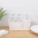 QUANGE 2 Pcs/pack Desktop Storage Basket Kitchen Plastic Hollow Basket Storage Box Bathroom Cosmetic Storage Organizer H