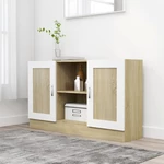 Sideboard White and Sonoma Oak 47.2"x12"x27.6" Chipboard