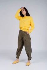 Tommy Jeans Trousers - TJW HIGH RISE BELTED PANT olive