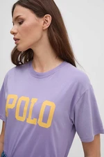 Bavlněné tričko Polo Ralph Lauren fialová barva, 211941181