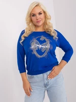 Cobalt blue women's oversized blouse with cuffs