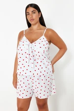 Trendyol Curve White Heart Strap Woven Pajama Set