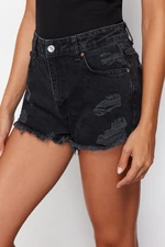 Trendyol Black Ripped Detailed Mini Shorts & Bermuda