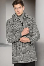 PLT8335 DEWBERRY MEN'S COAT-LIGHT PATTERNED BLACK