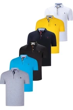 SIX SET T8582 DEWBERRY MENS T-SHIRT-BLACK-WHITE-NAVY BLUE-DARK TURQUOISE-YELLOW-GREY