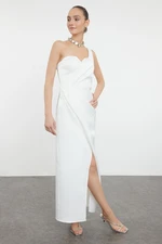 Trendyol White Satin Woven Elegant Evening Dress