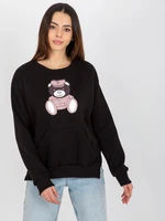 Women's sweatshirt with a teddy bear - black