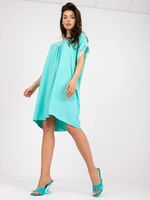 Mint loose oversize dress with V-neck