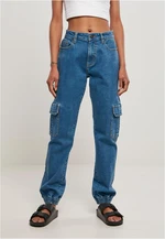 Women's Organic Stretch Denim Cargo Pants Sheer Blue Washed