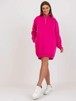 Fuchsia basic sweatshirt mini dress