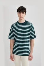 DEFACTO Comfort Regular Fit Relaxed Pattern Crew Neck Striped Short Sleeve T-Shirt