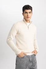 DEFACTO Standard Fit High Neck Zippered Sweater