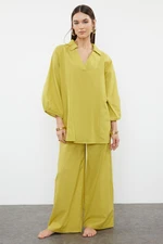 Trendyol Green Woven 100% Cotton Blouse and Trousers Set