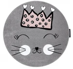 Dětský kusový koberec Petit Cat crown grey kruh-160x160 (průměr) kruh