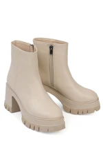 Capone Outfitters Women's Round Toe Side Zipper Mid Heel Boots