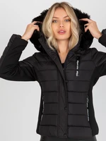 Black transient quilted hooded jacket