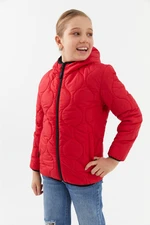 River Club Girl's Onion Pattern Water and Windproof Fiber Red Hooded Coat